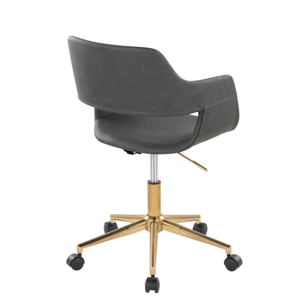 English Elm Margarite Contemporary Task Chair In Gold & Grey Faux Leather - Stylish, Ergonomic & Adjustable Comfort B202P223914