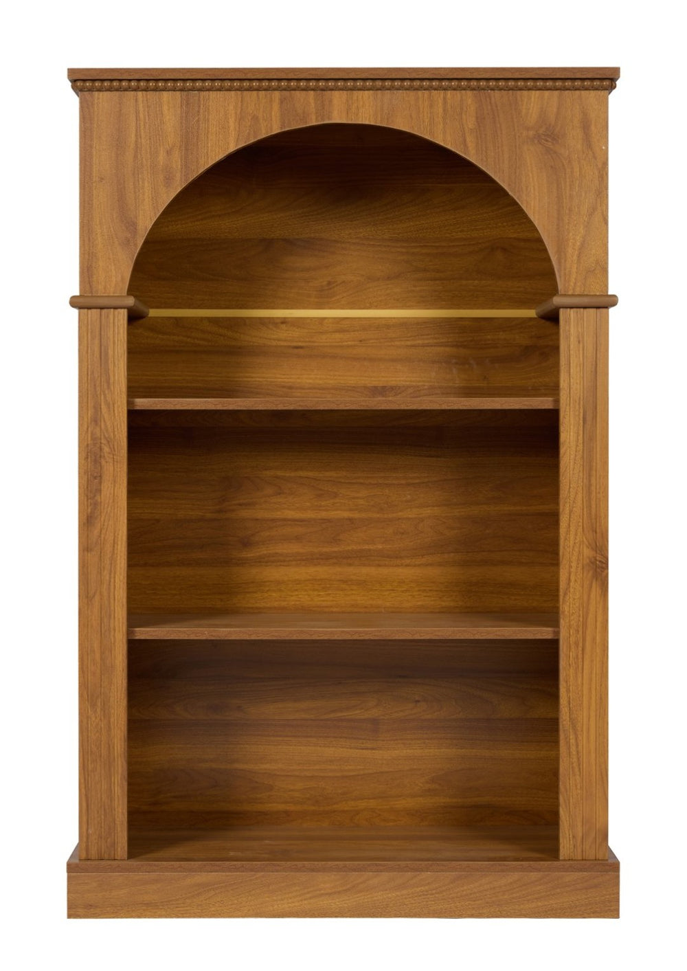 English Elm Vintage Hand-carved Solid Wood Bookcase Tall Arched Open Shelf Cabinet for Living Room W3123P485376