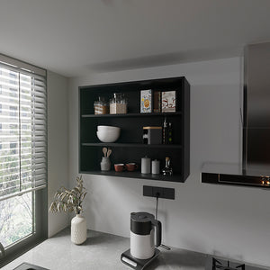 English Elm Meeker Black Wall Cabinet for Kitchen - Engineered Wood, 3 Spacious Shelves, Modern Minimalist Design B092P245422