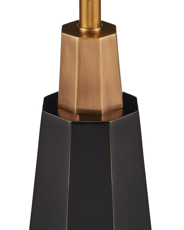 Currey & Company Gieves Floor Lamp - Elegant Bronze & Antique Brass Design With Striped Shade For Timeless Charm Gold Stone ,Cast Aluminum ,Brass 8000-0174-currey-company