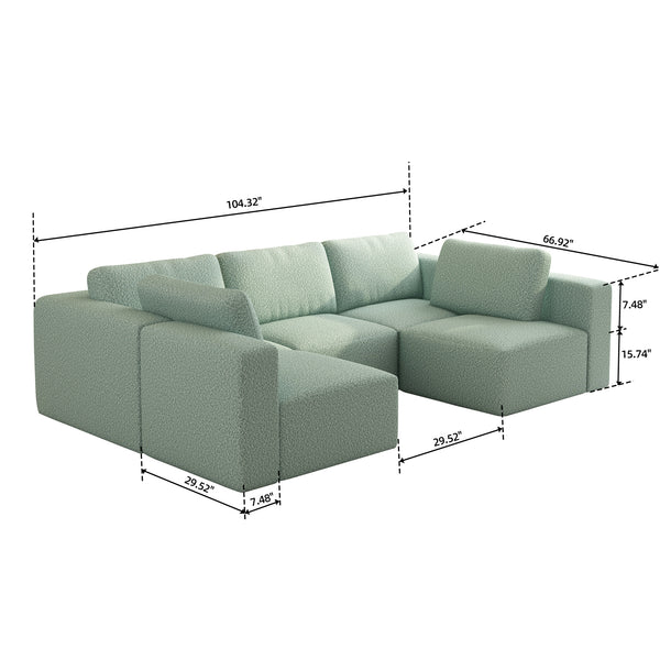 English Elm 104.32*70.86 Modular Sectional Sofa Sleeper Couch – Versatile U-Shaped Design With Chaise & Ottoman W1829S00046