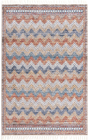 Unique Loom Aramis Stella Machine Made Tribal Rug Multi, Blue/Ivory/Light Brown/Rust Red/Beige 6' 1" x 9' 0"