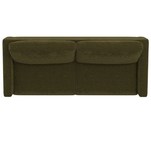 English Elm Green Olive Textured Fabric Sofa with Wraparound Metal Base for Modern Living Rooms B361P486924