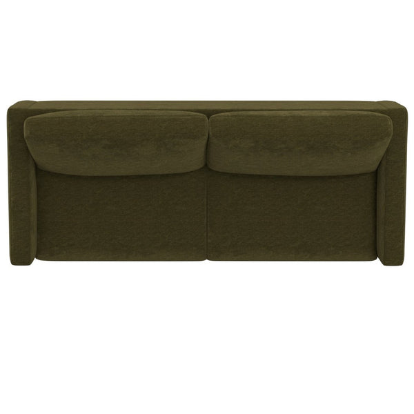 English Elm Green Olive Textured Fabric Sofa with Wraparound Metal Base for Modern Living Rooms B361P486924