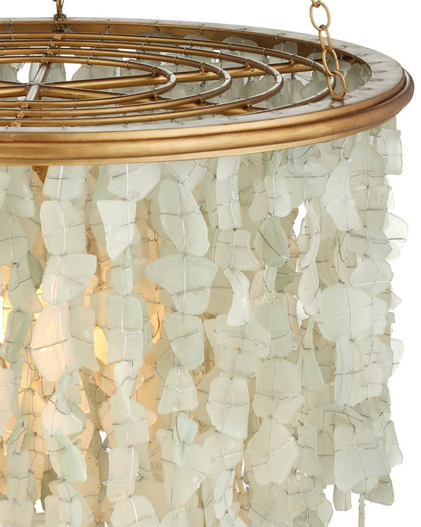 Currey & Company Verre De Mer Small Chandelier - Ocean-inspired Glass Lighting Fixture With Adjustable Height & Glow Gold Glass ,Wrought Iron 9000-1318-currey-company