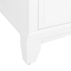 English Elm 27.8" Mid-century Freestanding Bathroom Vanity with Ceramic Sink Drawer and Wood Base White W1801S00004