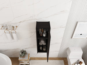 English Elm 12 Inch Narrow Wall Mounted Cabinet Soft Close Door Dark Oak Finish Bathroom Storage W1972P457985