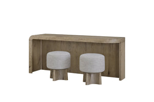 English Elm English Knotty Oak Veneer Console Bar with Upholstered Stools for Modern Living B2699P440883