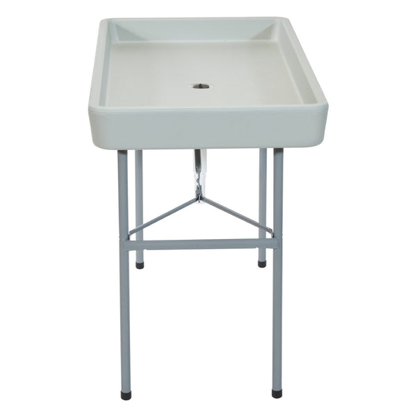 OSP Home Furnishings Folding Portable Ice Cooler Table with Powder Coated Steel Legs for Outdoor Events QT7894