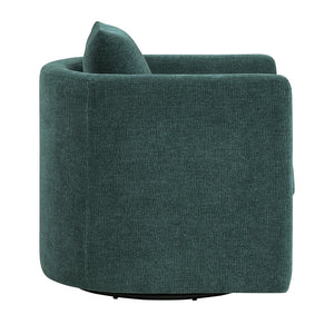 English Elm Sutton Peacock Performance Fabric Swivel Barrel Chair — Stain-Resistant, Pocket Coil Seat, Reversible Cushions B050P322586