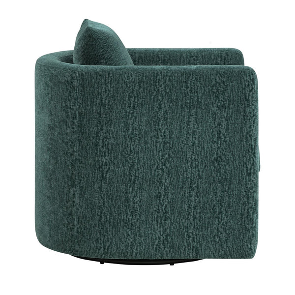 English Elm Sutton Peacock Performance Fabric Swivel Barrel Chair — Stain-Resistant, Pocket Coil Seat, Reversible Cushions B050P322586