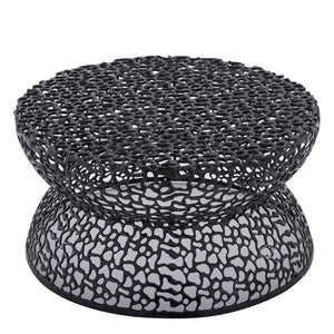 English Elm T3704-35 Round Aluminum Lattice Coffee Table with Sculptural Cutout Design for Modern Lofts Black B009P417515