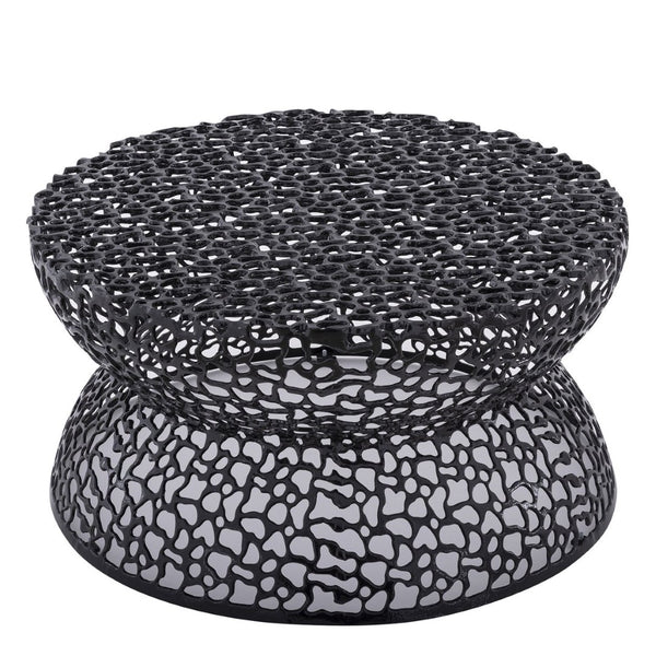English Elm T3704-35 Round Aluminum Lattice Coffee Table with Sculptural Cutout Design for Modern Lofts Black B009P417515