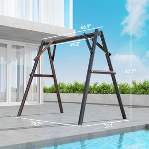 English Elm Garden Fir Wood A-frame Swing Stand Outdoor Porch Carbonized Finish 660 Lb Capacity T3971P476729