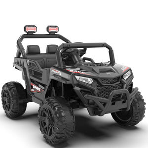 English Elm 12v Kids Electric Utv with 4-wheel Suspension Anti-collision Bar and 2-hour Battery Black W1578P343329
