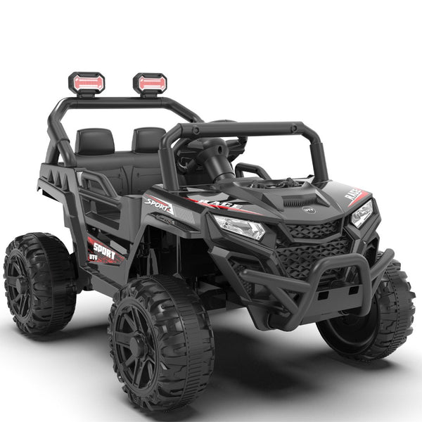 English Elm 12v Kids Electric Utv with 4-wheel Suspension Anti-collision Bar and 2-hour Battery Black W1578P343329