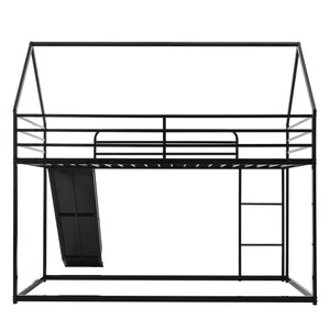 English Elm Twin Metal Tube Bunk Bed Frame for Kids Durable Sturdy Construction Safe Space-Saving Design Black W420P256561