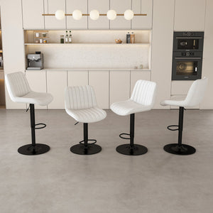 English Elm Swivel Modern Adjustable Bar Stools with 360° Rotation, Ergonomic Backrest, Soft Knit Seats Beige W2699P360246