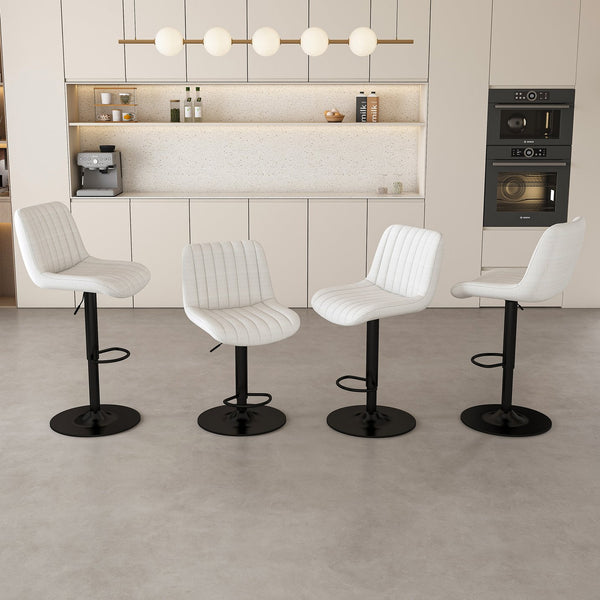 English Elm Swivel Modern Adjustable Bar Stools with 360° Rotation, Ergonomic Backrest, Soft Knit Seats Beige W2699P360246
