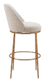 Nordhavn Swivel Barstool Beige & Gold 110271 Zuo Modern