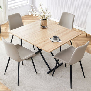 English Elm Table and Chair Set Adjustable Height Mdf Wood Grain Top with Four Pu Seats W1151S03991