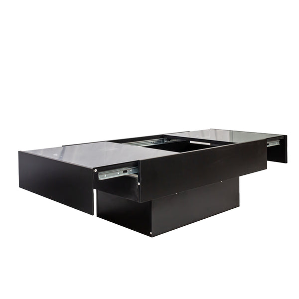 English Elm Coffee Coffee Table with Sliding Top and Hidden Storage, Extendable 57" Surface for Entertaining Black W331P270515