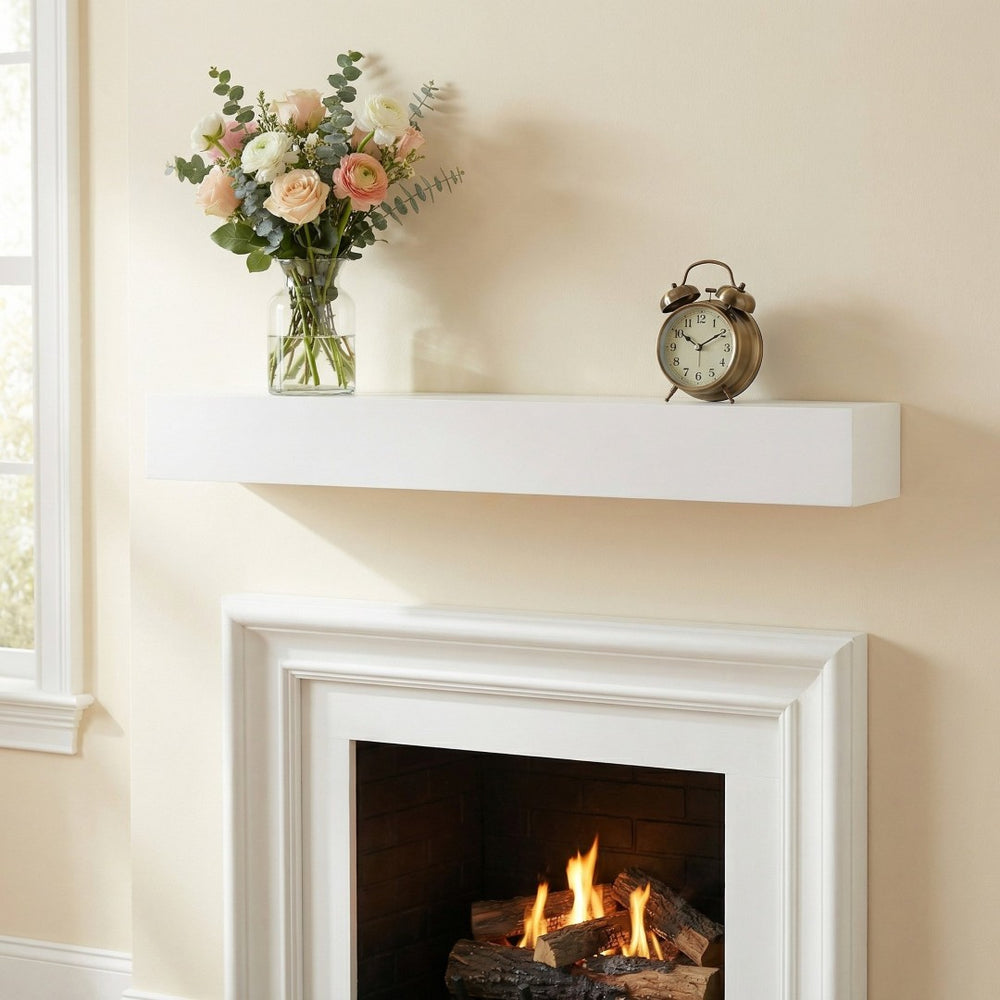 English Elm 60'' Paulownia Wood Floating Mantel Shelf Farmhouse Rustic Wall Display 70 Lb W2640P454232