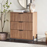 3 Drawer Chest with Reeded Drawer Fronts Mocha PRSB3BMO Walker Edison