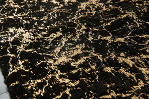 English Elm Luxury Black Abstract Gold-Gilded Chinchilla Faux Fur Area Rug - Soft, Machine Washable Elegance! B030P233678
