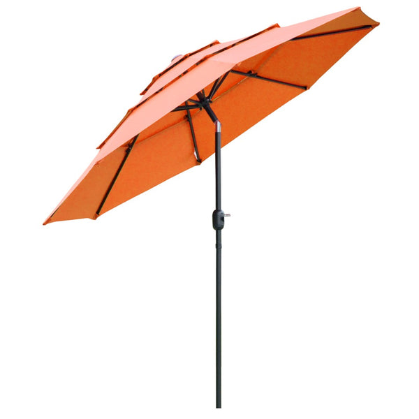 English Elm Outsunny 9Ft Orange Patio Umbrella With Crank, 3-Tier Venting For Deck & Lawn Shade, Easy Tilt W2225P174162-GIGA