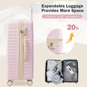 English Elm Luggage Set 5 Piece Abs Hardside Expandable Spinner Wheels Tsa Lock Travel Bags Pink N732P326115U