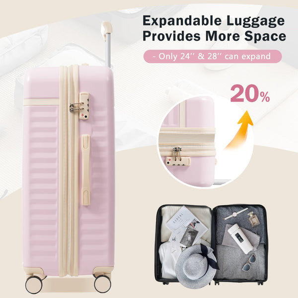 English Elm Luggage Set 5 Piece Abs Hardside Expandable Spinner Wheels Tsa Lock Travel Bags Pink N732P326115U