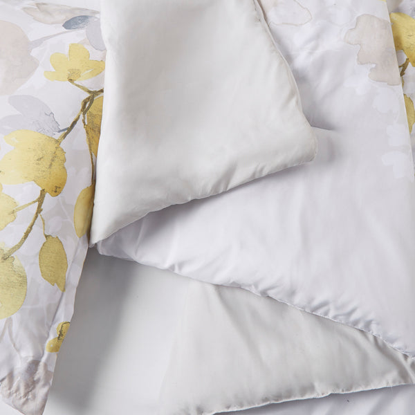 English Elm Comforter Yellow Twin Floral Microfiber Set with Cream Pocketed Fitted Sheet, Anti-Microbial Bedding B035128917