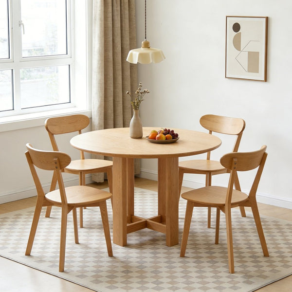 English Elm Solid Natural Wood Mid-century Dining Chairs Curved Back Upholstered Seat Set of 2 W3204P429362