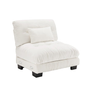 English Elm 27 Modular Armless Chenille Sofa Unit with Solid Wood Frame for Flexible Living Room Seating White W714P253470