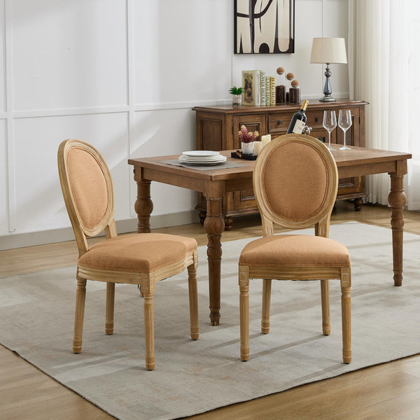 English Elm A&A French Style Antique Painted Dining Chairs Set Of 2 In Tan Linen Fabric For Timeless Elegance W1143P323330