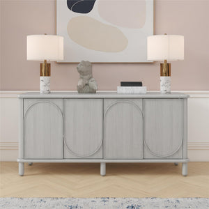 English Elm Selena Whitewashed Wood Credenza with Four Doors and Adjustable Storage Shelves B2733S00012