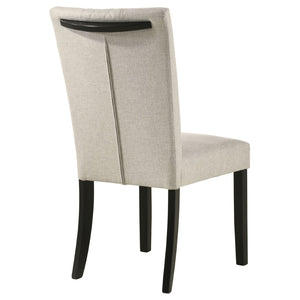 English Elm Modoc Beige Fabric Dining Chairs with Cross-hatch Back and Black Legs Set of 2 B062P447807