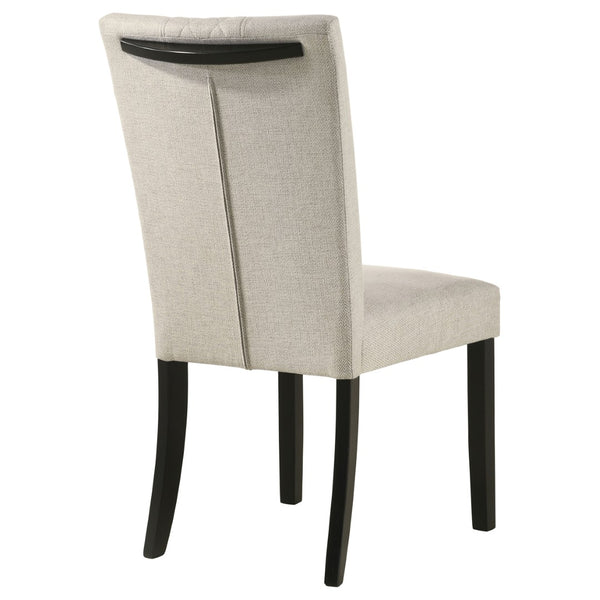 English Elm Modoc Beige Fabric Dining Chairs with Cross-hatch Back and Black Legs Set of 2 B062P447807
