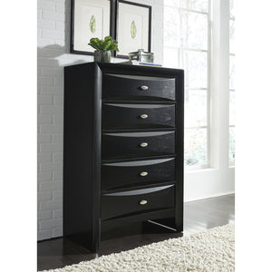 English Elm LUCILLE Spacious Chest of Drawers with Chambered Fronts and Solid Wood Construction, Sleek Tone Finish Black 33.5 L x 18.94 W x 51.06 H B201P294791