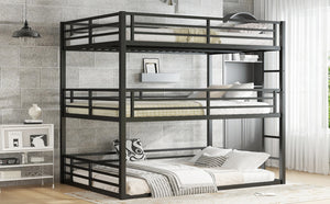 English Elm Queen Metal Triple Bunk Bed - Space-Saving, Heavy-Duty Design With Safety Guardrails For Comfort W1580S00145-GIGA