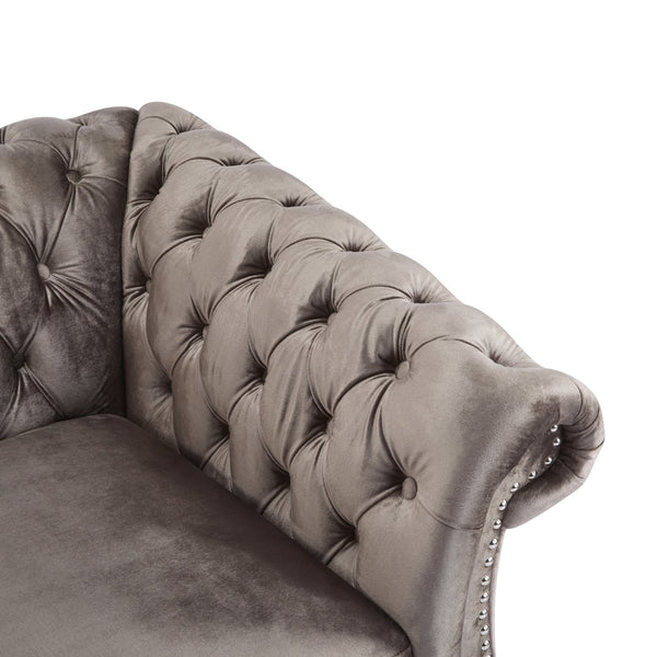 English Elm Christopher Knight Home® - Chesterfield Velvet Club Chair with Button-Tufted Diamond Stitch, Nailhead Trim, Solid Wood Frame N776P309421D