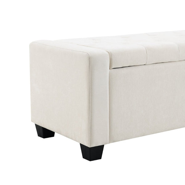 English Elm 48" Tufted Chenille Storage Bench Diamond Stitched Lift Top Seat for Bedroom Entryway Beige W2671P386665