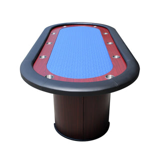 English Elm 96" Poker Table Seats 10 with Speed Cloth Felt Racetrack and Luna Legs Game Room W2748S00011