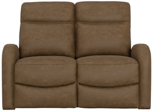English Elm Beige Manual Reclining Loveseat with Dual Contoured Seats for Compact Living Spaces Brown B361P484466