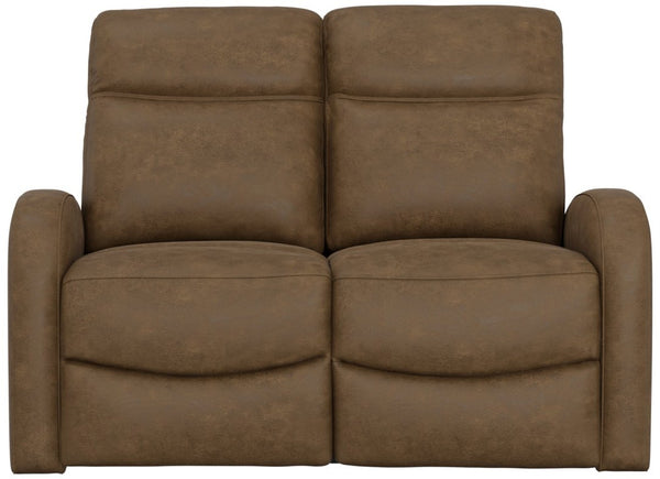 English Elm Beige Manual Reclining Loveseat with Dual Contoured Seats for Compact Living Spaces Brown B361P484466