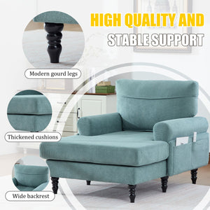 English Elm Modern Chenille Recliner Chaise Lounge Sofa Chair with High-Resilience Foam, Wide Seat, 550lb Capacity Mint Green W395P371334