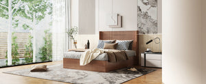 English Elm (queen) Walnut Platform Storage Bed Hydraulic Lift Mdf Frame Wooden Slat Base W1858S00005