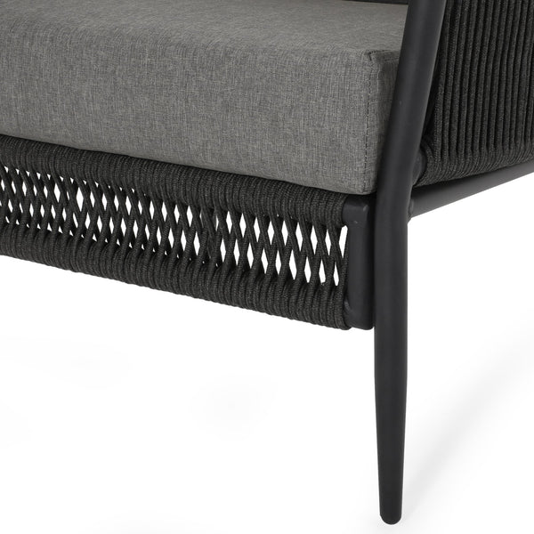 English Elm Christopher Knight Home® - HANFORD Woven Rope Club Chair in Grey — Durable Outdoor/Indoor Accent Seat with Compact 28.5x27.5x18.5" 65989.00GRY