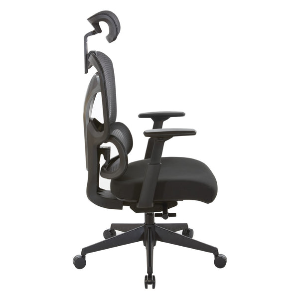 OSP Home Furnishings Mesh Back Ergonomic Manager Chair with Lumbar Support Headrest and Synchro Tilt Control 71142HR-3